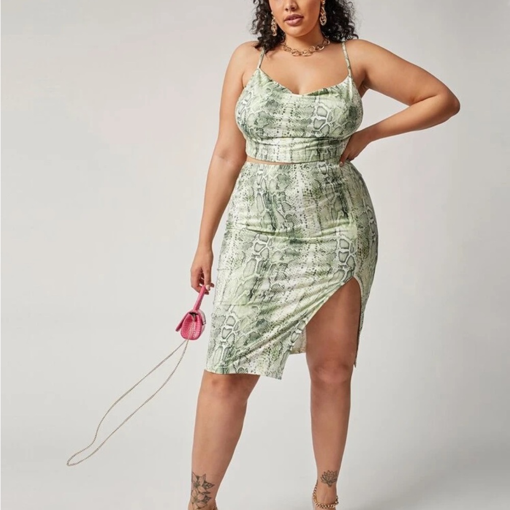 Green Snake Print Skirt NEW